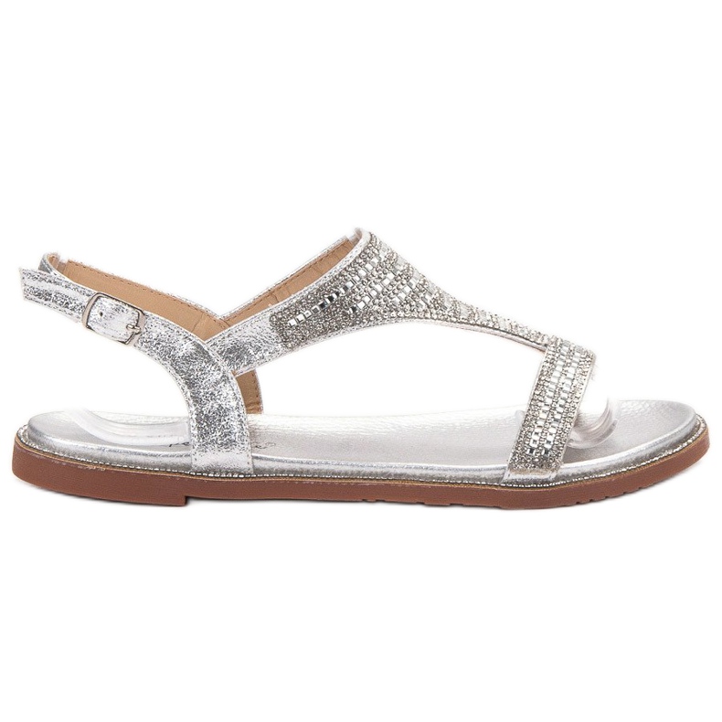 Super Mode Stilvolle silberne Sandalen grau