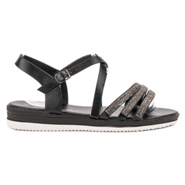 SHELOVET Bequeme schwarze Sandalen