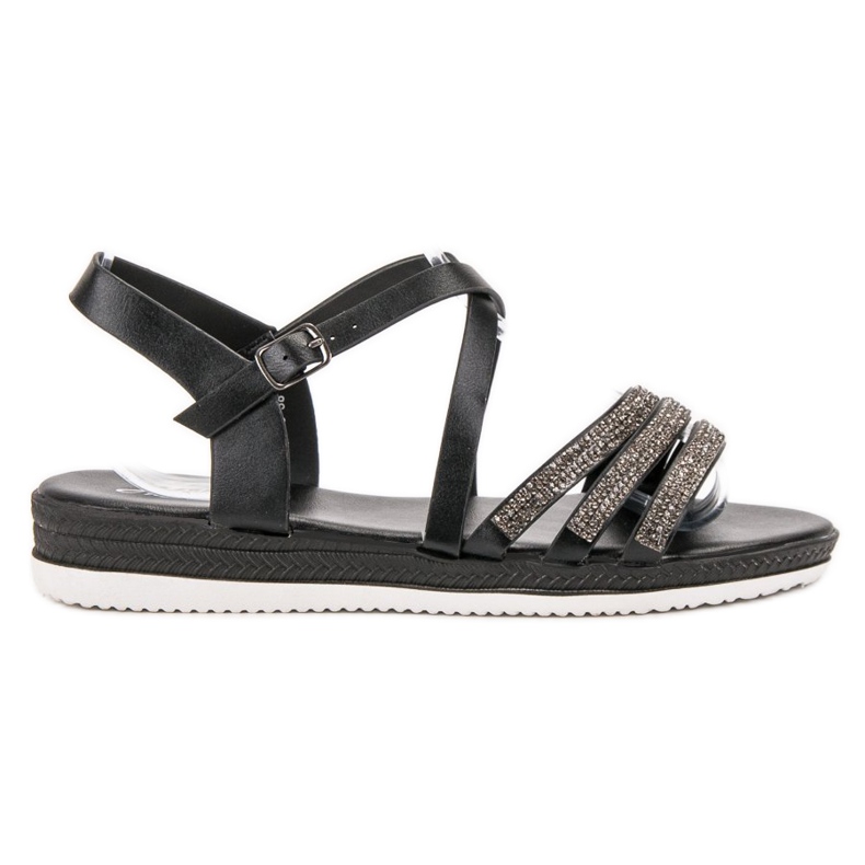 SHELOVET Bequeme schwarze Sandalen