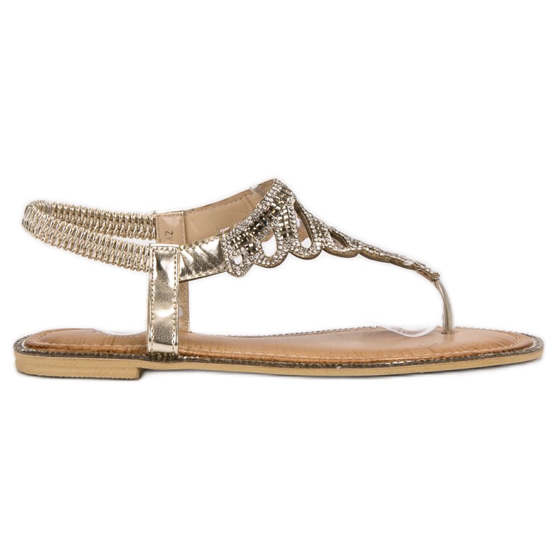 SHELOVET Flip-Flops Sandalen mit Kristallen gelb