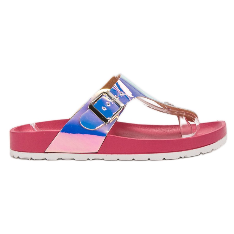 Ideal Shoes Flip-Flops mit Holo-Effekt rosa
