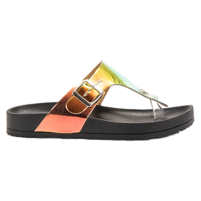 Ideal Shoes Flip-Flops mit Holo-Effekt schwarz