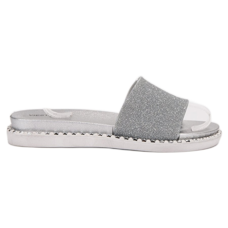 SHELOVET Gummipantoffeln mit Zirkonia grau