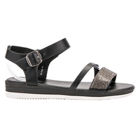 SHELOVET Modische Sandalen mit Zirkonia schwarz