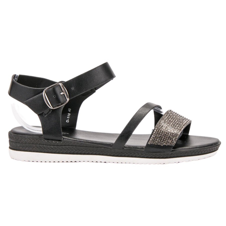 SHELOVET Modische Sandalen mit Zirkonia schwarz