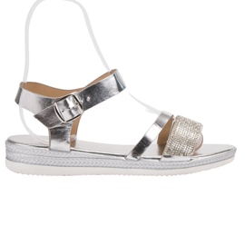 SHELOVET Modische Sandalen mit Zirkonia grau