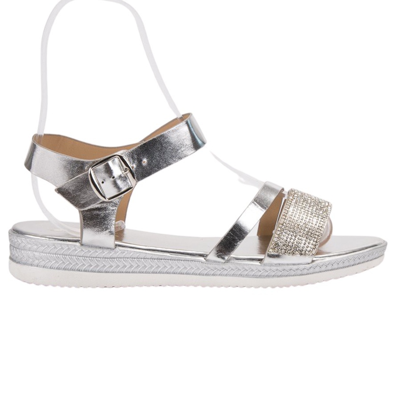 SHELOVET Modische Sandalen mit Zirkonia grau