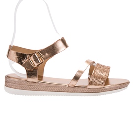 SHELOVET Modische Sandalen mit Zirkonia rosa gelb