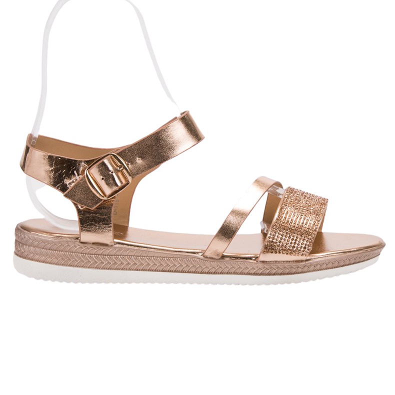 SHELOVET Modische Sandalen mit Zirkonia rosa gelb