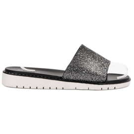 Fashion Modische glänzende Hausschuhe schwarz