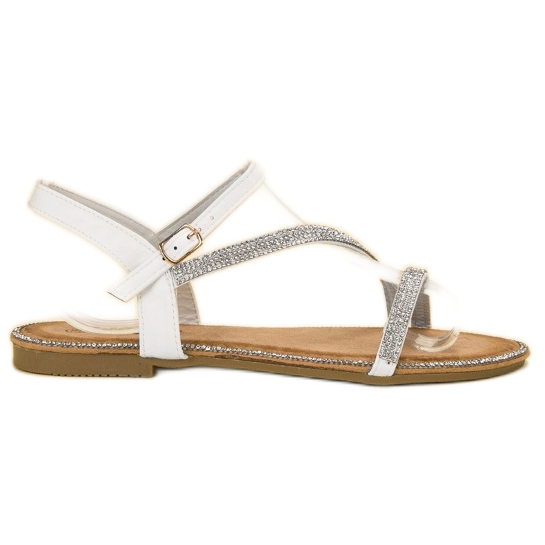 SHELOVET Klassische Sandalen mit Zirkonia weiß