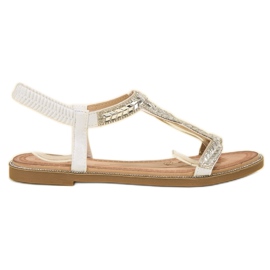 Forever Folie Slip-on-Sandalen mit Kristallen weiß