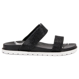 SHELOVET Gummipantoffeln mit Glitzer schwarz