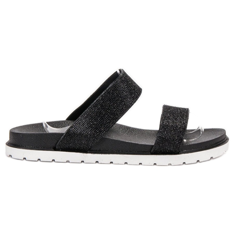 SHELOVET Gummipantoffeln mit Glitzer schwarz