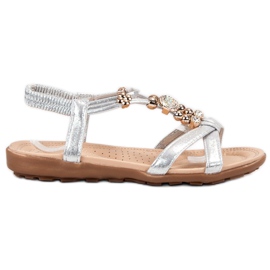 SHELOVET Flache Sandalen mit Ornamenten grau