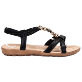 SHELOVET Flache Sandalen mit Ornamenten schwarz