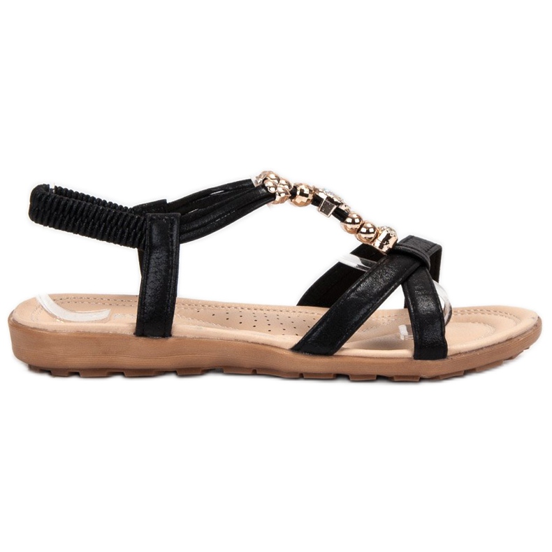 SHELOVET Flache Sandalen mit Ornamenten schwarz