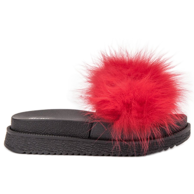 SHELOVET Hausschuhe mit Fell rot