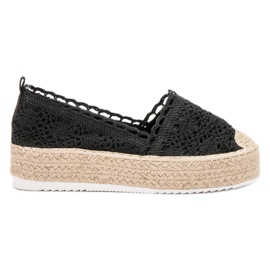 SHELOVET Espadrilles aus Spitze schwarz