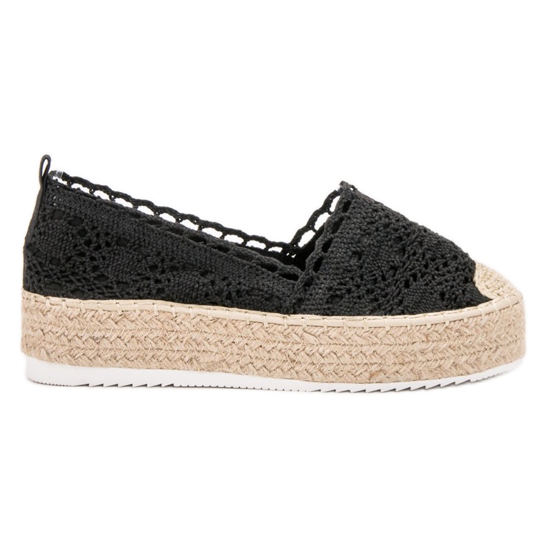SHELOVET Espadrilles aus Spitze schwarz