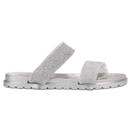 SHELOVET Gummipantoffeln mit Glitzer grau