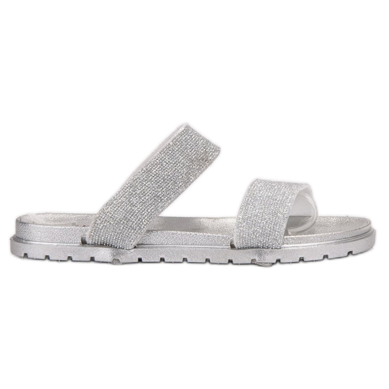 SHELOVET Gummipantoffeln mit Glitzer grau