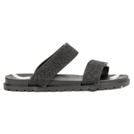 SHELOVET Gummipantoffeln mit Glitzer schwarz