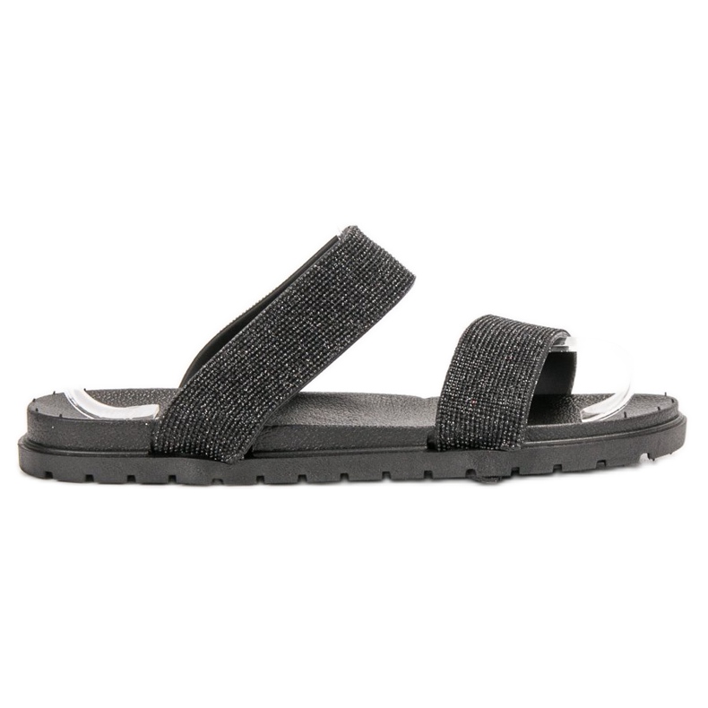 SHELOVET Gummipantoffeln mit Glitzer schwarz