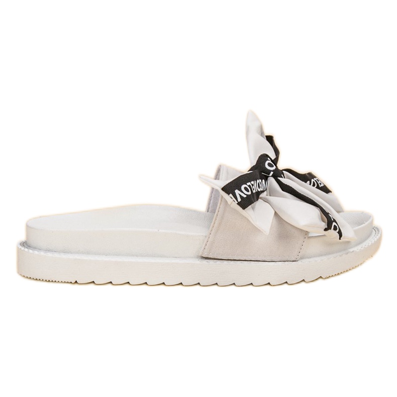 Jumex Hausschuhe mit Liebesschleife weiß