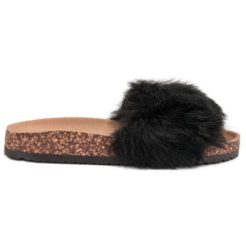 Bona Hausschuhe mit Fell schwarz