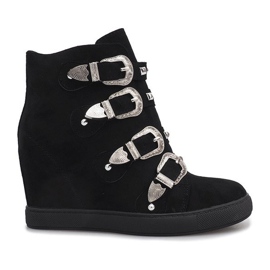 Schwarze Wildleder-Sneaker mit Maya-Schnallen