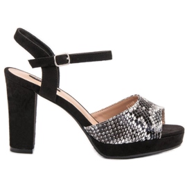 SHELOVET Sandalen mit Schlangenmuster schwarz