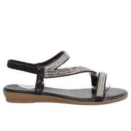 KM-33 Schwarze asymmetrische schwarze Sandalen