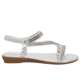 KM-33 Silver asymmetrische silberne Sandalen grau