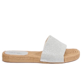 Silberne Damenhausschuhe JFF-V182 Silver grau