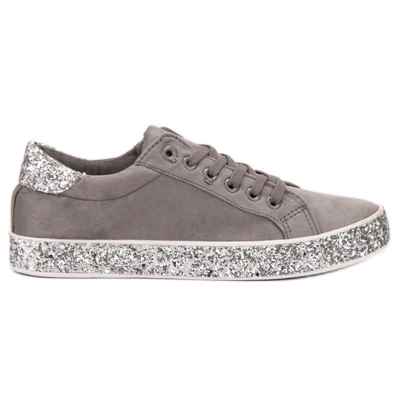 SHELOVET Sneakers mit Glitzersohle grau