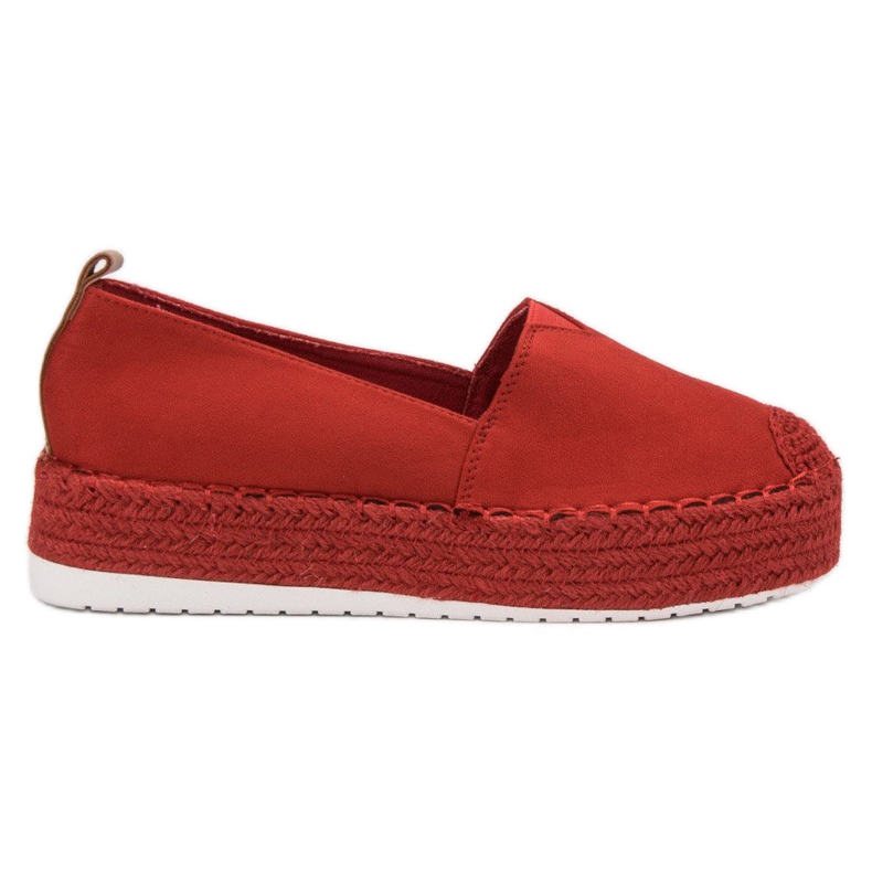 Forever Folie Rote Espadrilles auf der Plattform