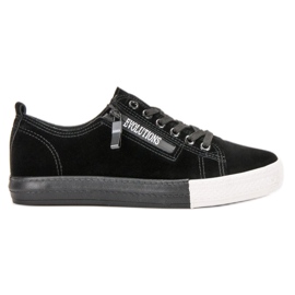 SHELOVET Schwarze Turnschuhe grün