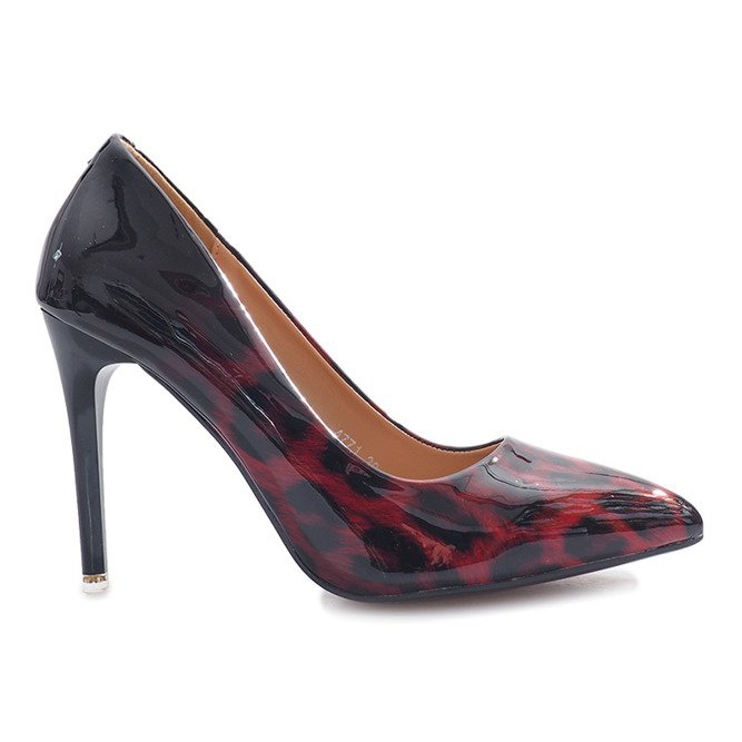 Rot lackierte Stilettos mit Leopardenmuster Reblle schwarz