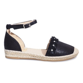 Schwarze Espadrilles mit Favara-Blumen