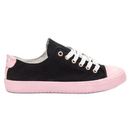 SHELOVET Zweifarbige Sneaker schwarz rosa