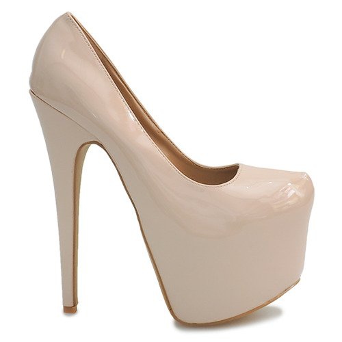 Lackierte High Heels auf dem Plateau D905 Beige