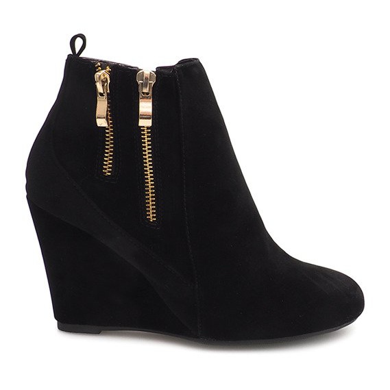 Elegante Keilstiefel 1058-19A Schwarz