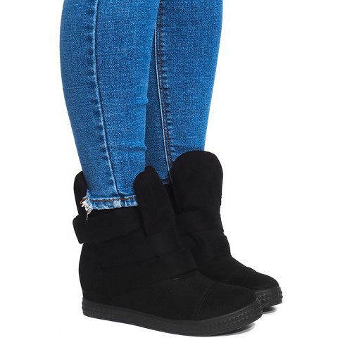 Keil Turnschuhe mit Klettverschluss 1703 Schwarz