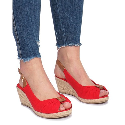 Rote Zoe Keilsandalen mit Espadrilles