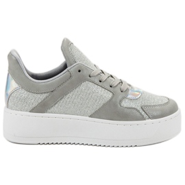 Ideal Shoes Sneakers mit Glitzer grau