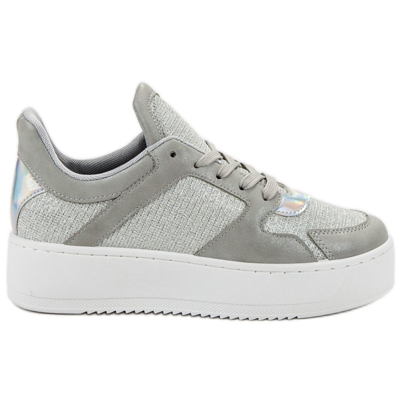 Ideal Shoes Sneakers mit Glitzer grau