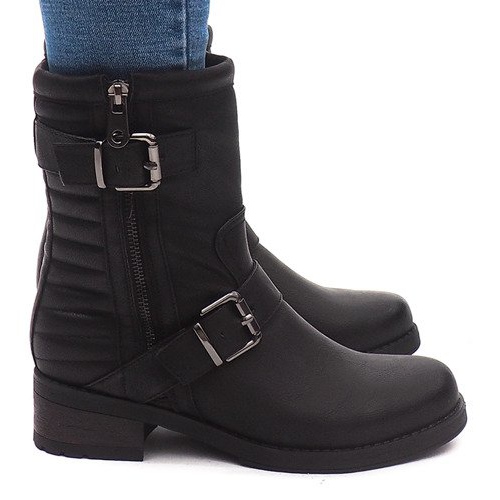 Warme Stiefel mit Schnalle 14A7181 Schwarz