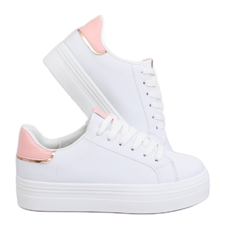 Sneakers mit hoher Sohle weiß und rosa B0-31 WHITE / PINK