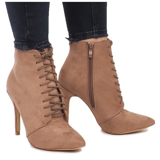 Stiefel mit hohem Absatz LB-229 Khaki rosa